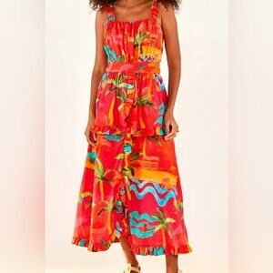 knee length dresses for ladies Sand Shell Mix Euroflax™ Premium Linen Maxi Dress – FARM Rio main image 0